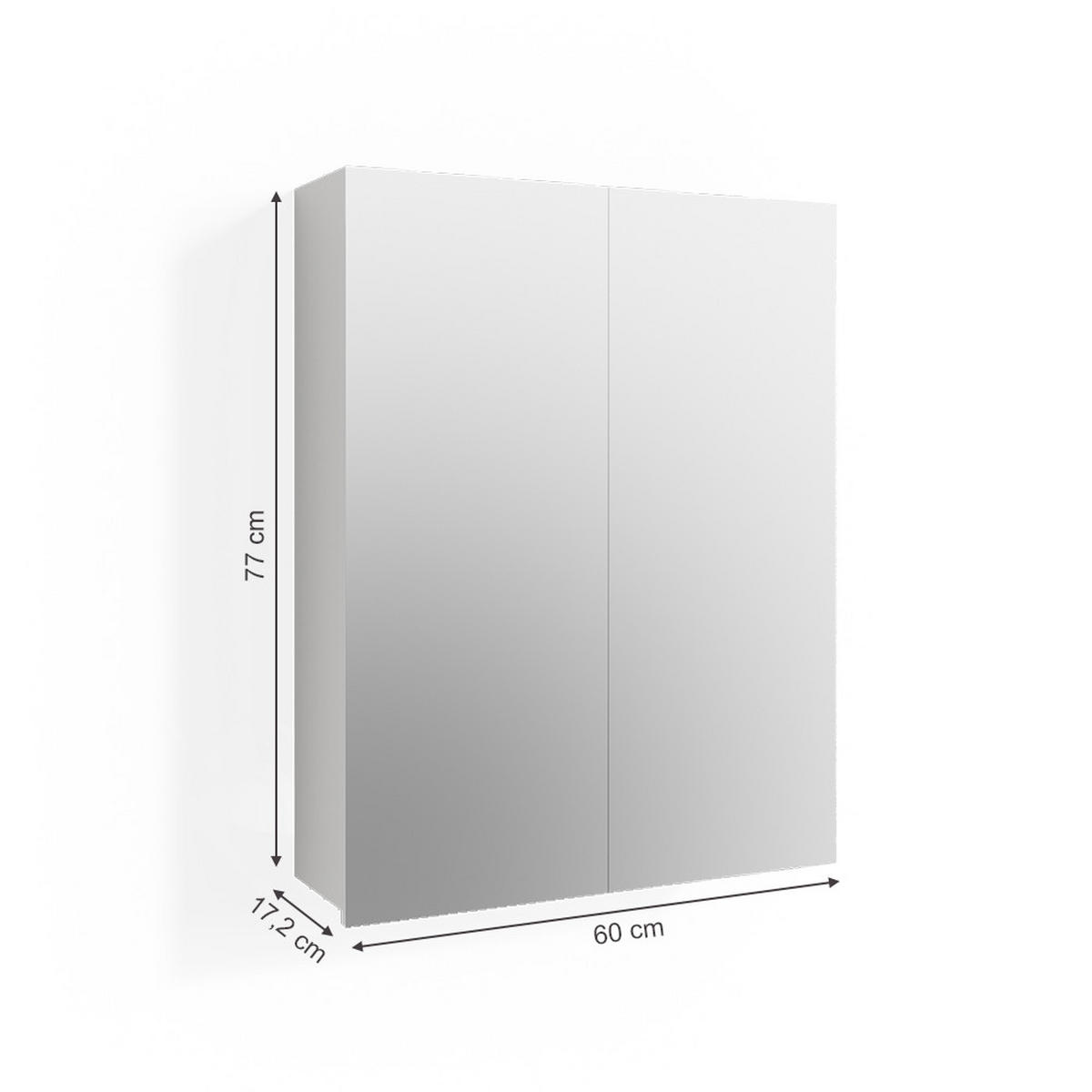 BADSPIEGELSCHRANK Fredd Weiß 60 x 77 cm - Weiß Hochglanz, Holzwerkstoff (60/77/17.2cm) - Vicco