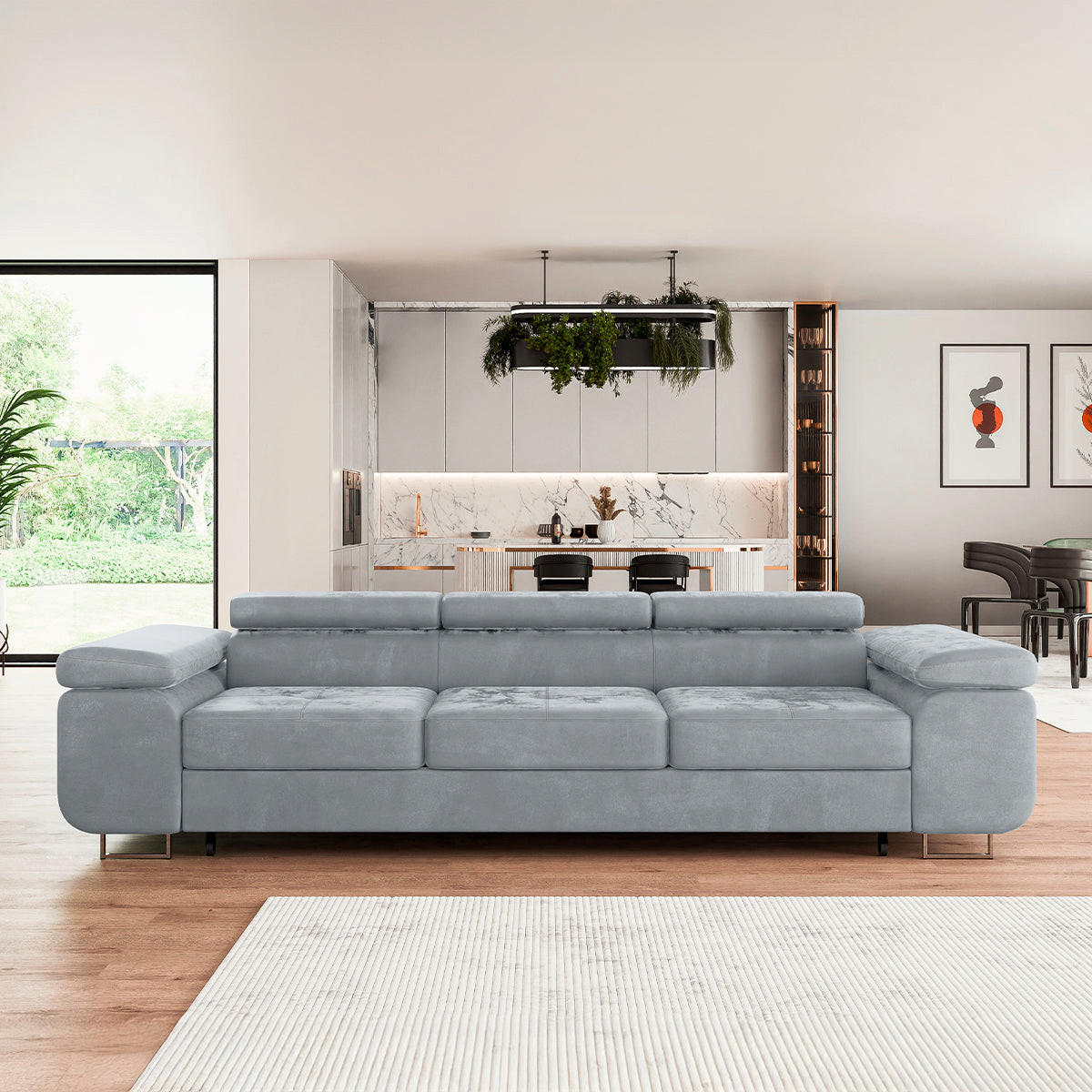SCHLAFSOFA Wilson 3 Sitzplätze Grau - Grau, Holzwerkstoff (275/69/100cm) - Petits-meubles