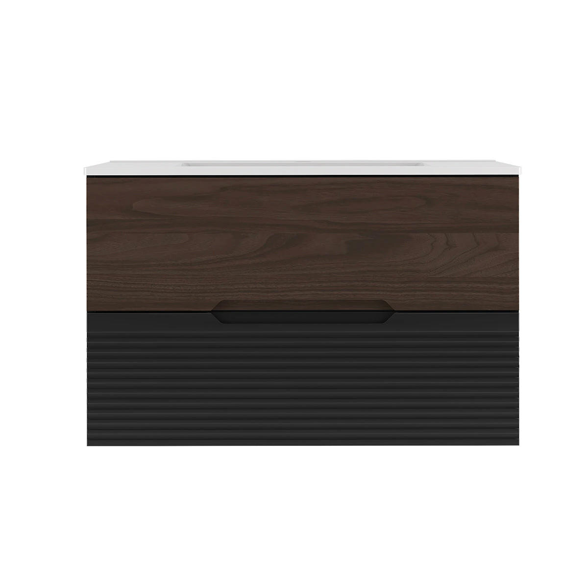 WASCHTISCH 80cm Sylla Schwarz und Holz - Schwarz, Holzwerkstoff (80/50/45.8cm) - Petits-meubles