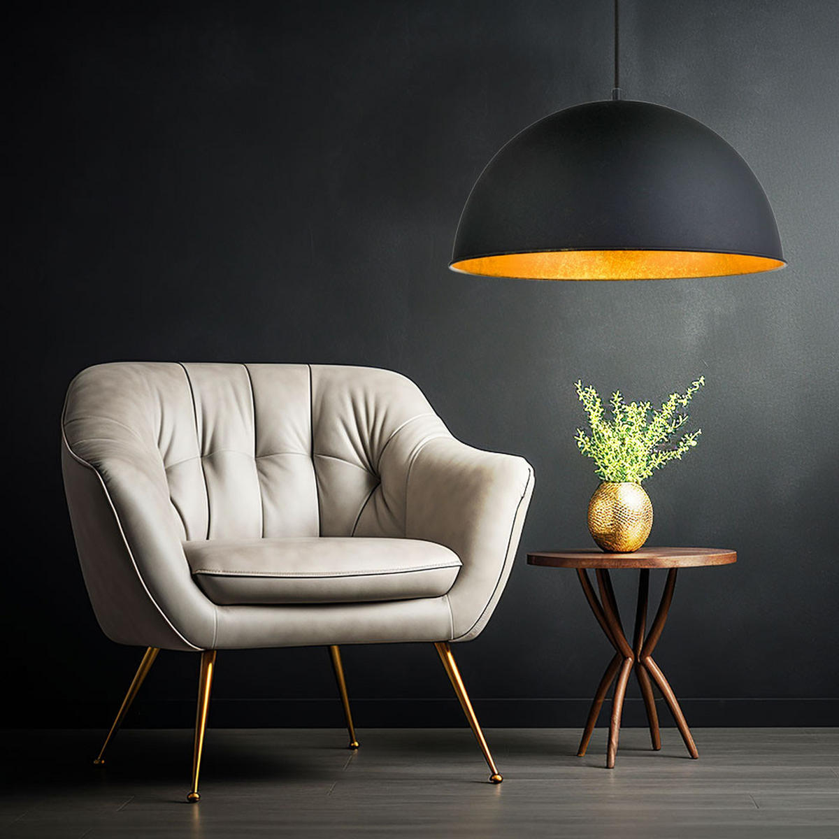 LED HÄNGELEUCHTE Metall Schwarz Goldfarben - Schwarz, Metall (41/41/120cm) - Globo Lighting