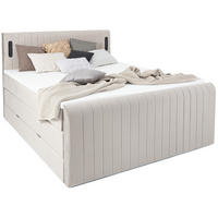 BOXSPRINGBETT FLY beige 160/200 cm H2/H3 Samt - Beige, Textil (160/200cm) - wonello