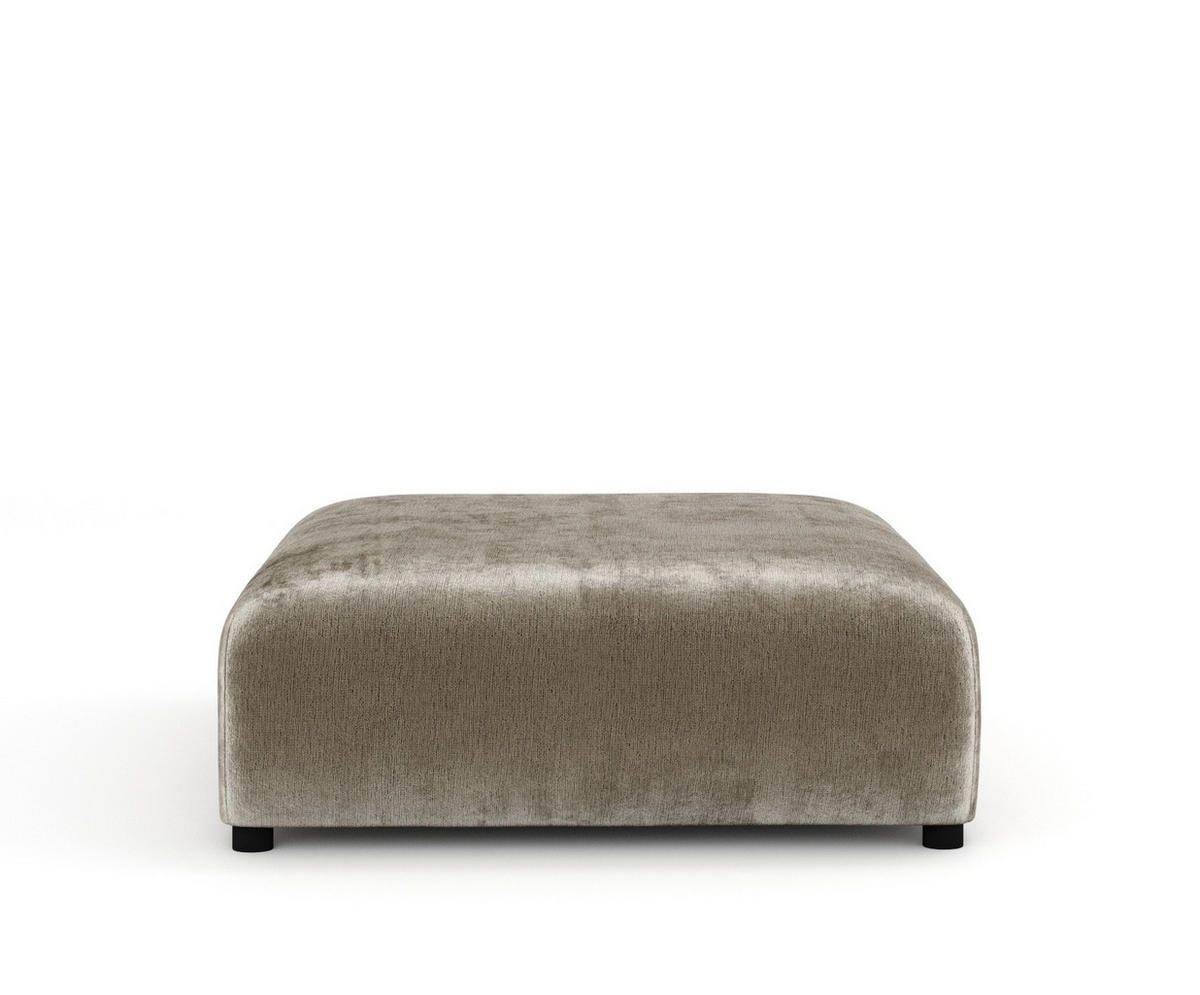 POUF L Zanzibar Beige Chenille - Beige/Schwarz, Holz/Holzwerkstoff (110/37/110cm) - Maison de Reve