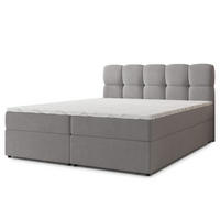 BOXBETT MERU 180x200 cm mit Matratze und Topper - Grau - Grau, Holz (180/200cm) - MASSENO