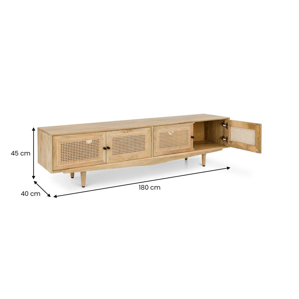 LOWBOARD NAYAN natur - Naturfarben, Holz (180/46/40cm) - IDIMEX