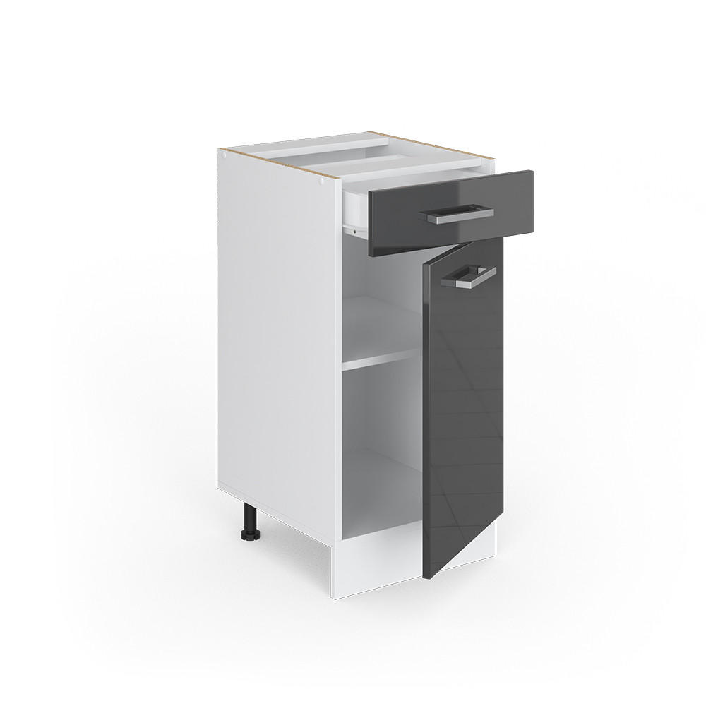KÜCHENUNTERSCHRANK R-Line Anthrazit Hochglanz 40 cm ohne AP - Schwarz Hochglanz/Anthrazit, Holzwerkstoff (40/81.6/46cm) - Vicco