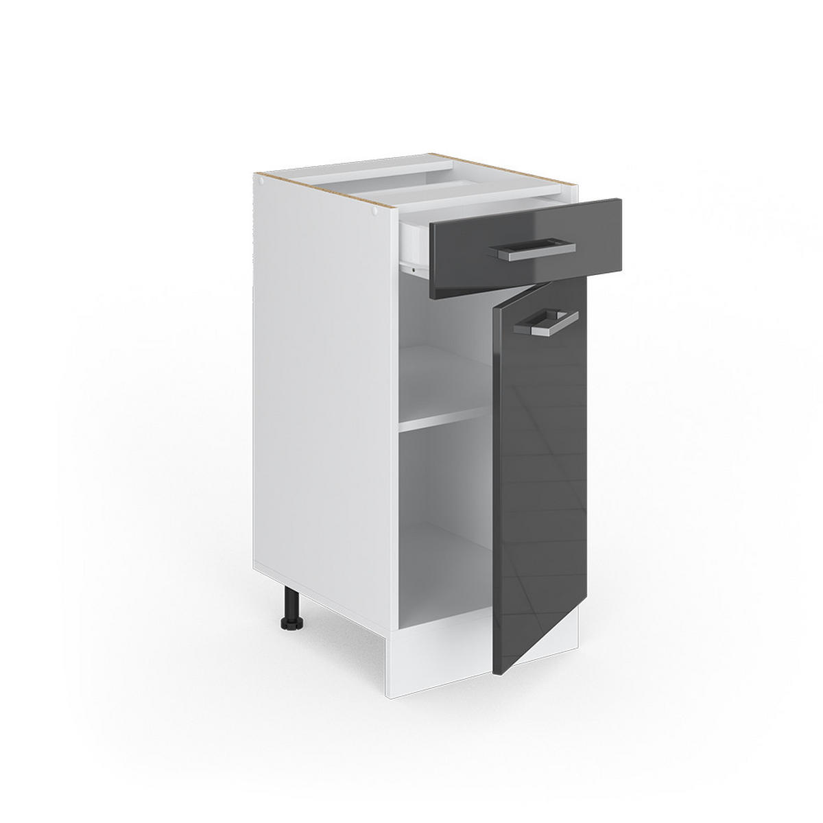 KÜCHENUNTERSCHRANK R-Line Anthrazit Hochglanz 40 cm, AP Eiche - Anthrazit/Weiß, Holzwerkstoff (40/81.6/60cm) - Vicco
