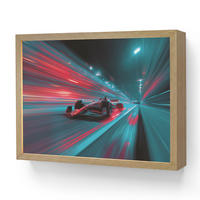 DOBÍJECÍ NOČNÍ LAMPIČKA Závodní auto - Červená - Rychlost 40x30 cm - tyrkysová, kompozitní dřevo (8/40/30cm) - OnlyWow
