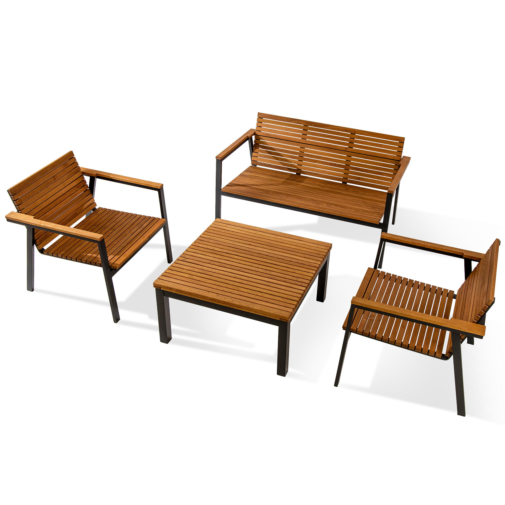 GARTENMÖBELSET ARIATO 4-tlg - Anthrazit/Braun, Holz/Metall - KONSIMO®
