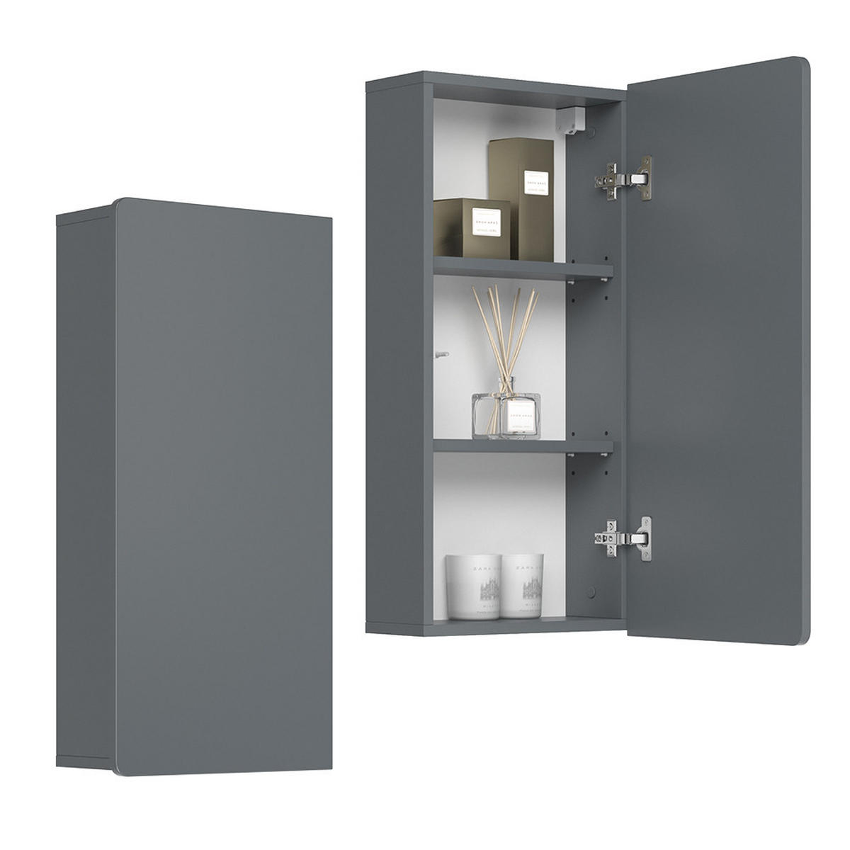 BADSCHRANK Izan Grau 36.6 x 76.6 cm - Grau, Holzwerkstoff (36.6/76.6/15.6cm) - Vicco