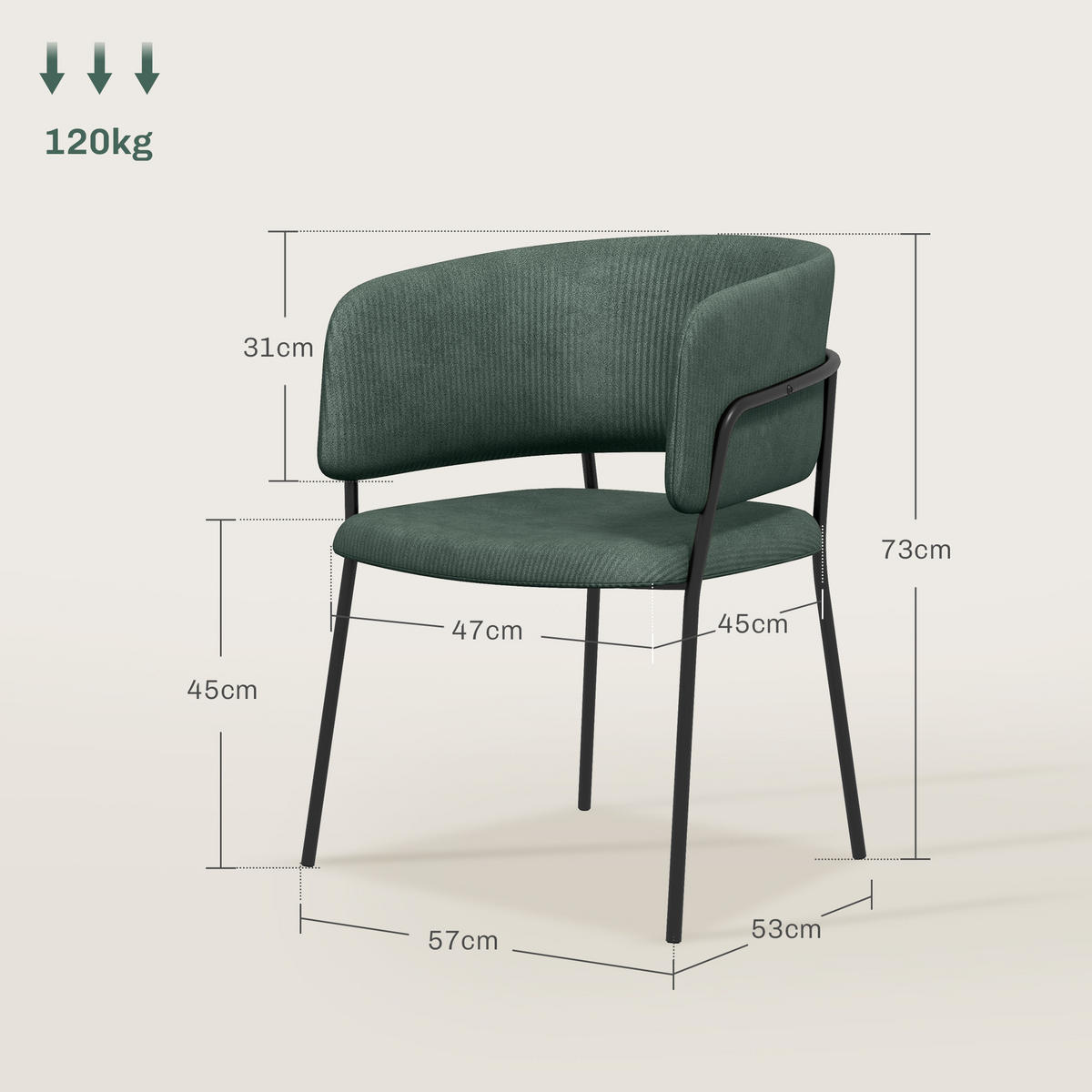 STÜHLE Grun 2 Stück - Grün, Textil (53/73/57cm) - GiPP