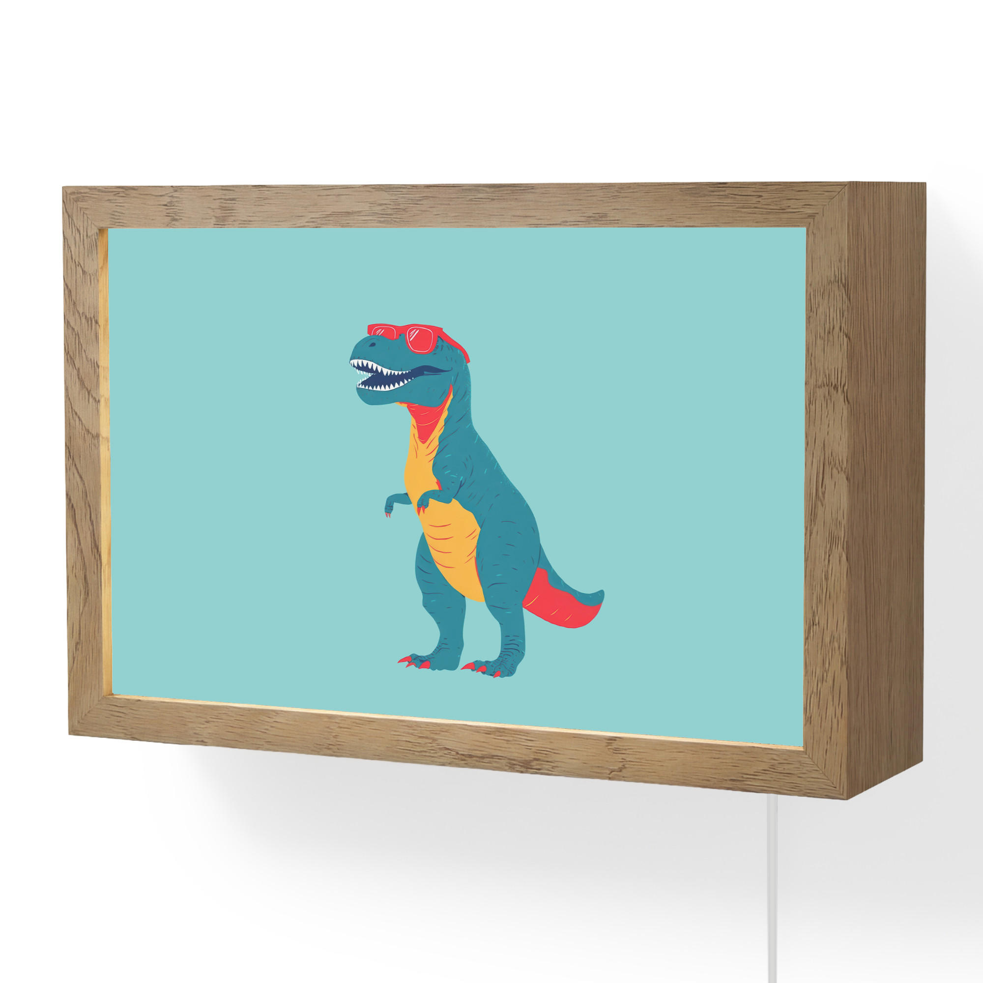 NÁSTENNÉ SVIETIDLO Dinosaurus - Modrá - Slnečné okuliare 30x20 cm - svetlomodrá, kompozitné drevo (30/20/8cm) - OnlyWow