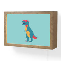 NÁSTĚNNÁ LAMPA Dinosaurus - Modrá - Sluneční brýle 30x20 cm - světle modrá, kompozitní dřevo (30/20/8cm) - OnlyWow