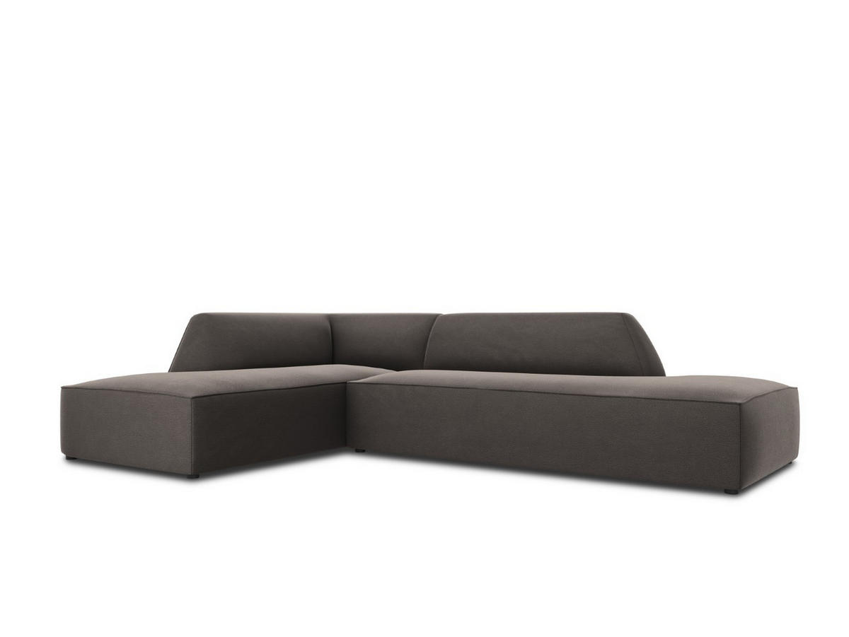 ECKSOFA links Ruby aus Samt dunkelgrau 4 Sitzplätze - Dunkelgrau, Textil (180/273cm) - Micadoni