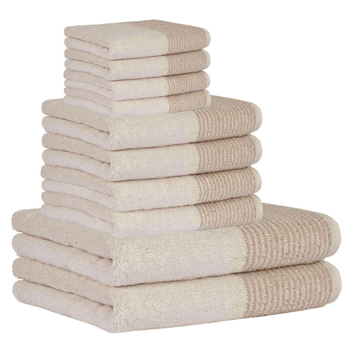 HANDTUCH Set 10-teilig 100% Baumwolle - Beige, Naturmaterialien (200/135cm) - Cawoe