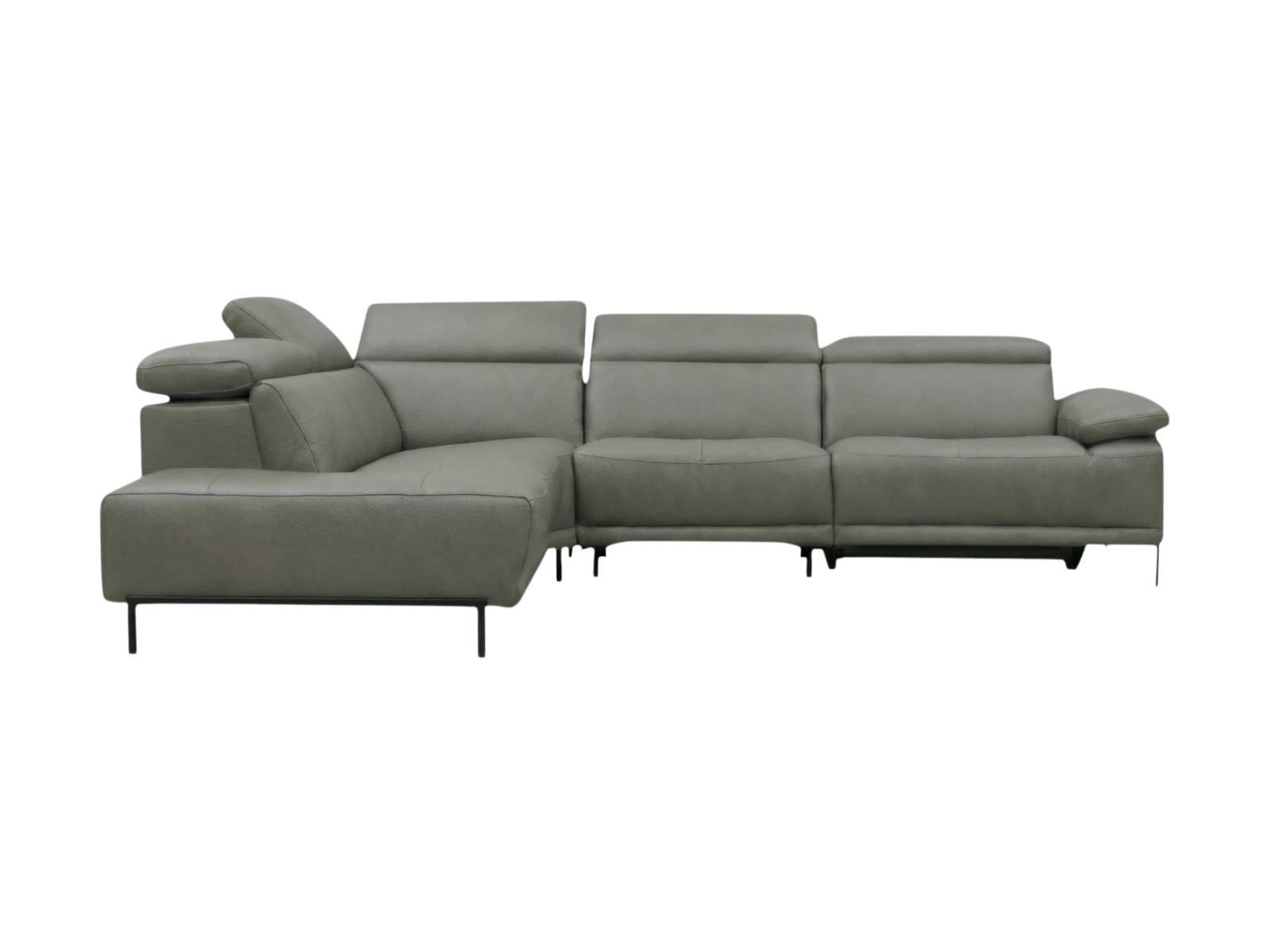 ECKSOFA Linus Echtleder Perlgrau - Hellgrau, Leder/Metall (220/262cm)