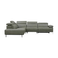 ECKSOFA Linus Echtleder Perlgrau - Hellgrau, Leder/Metall (220/262cm)