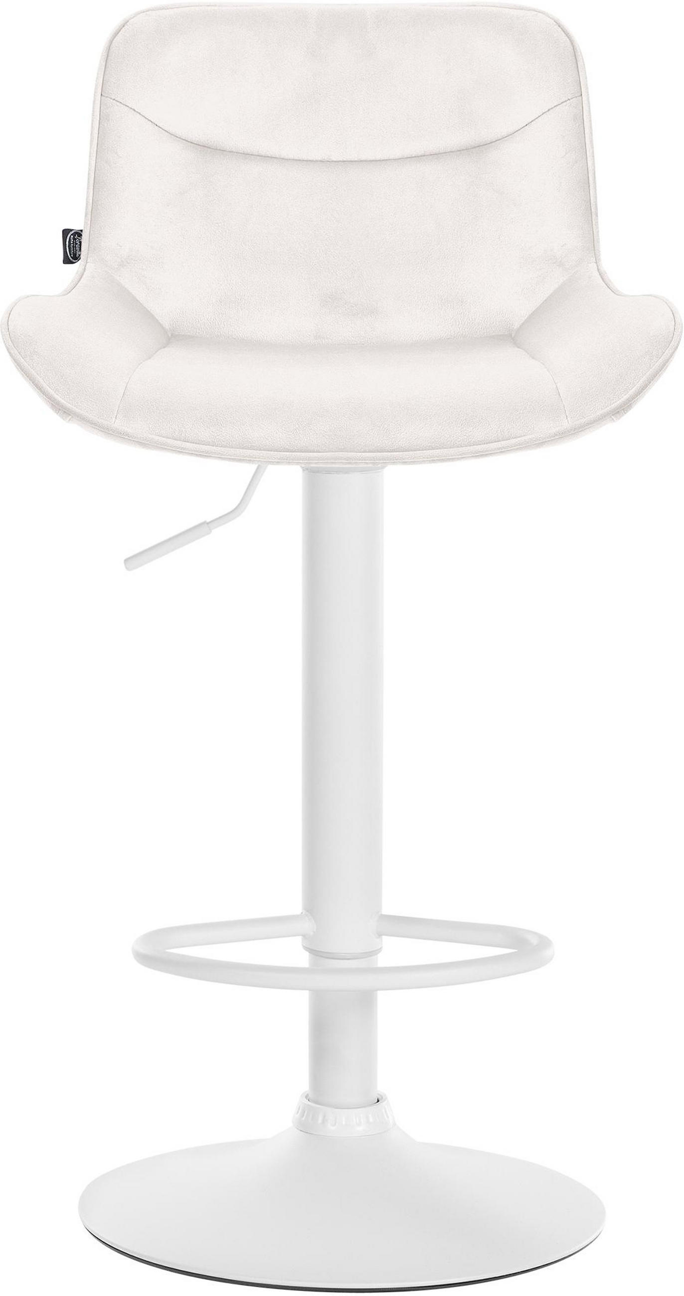 BARHOCKER Vulcano Samt weiß creme - Naturfarben/Weiß, Textil/Metall (49/106/51cm) - TPFLiving