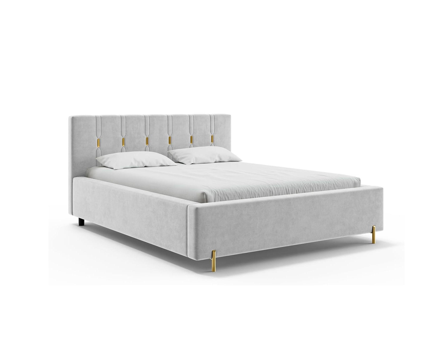 BETT FABIO - Goldfarben/Hellgrau, Holzwerkstoff (200/200cm) - Meblini