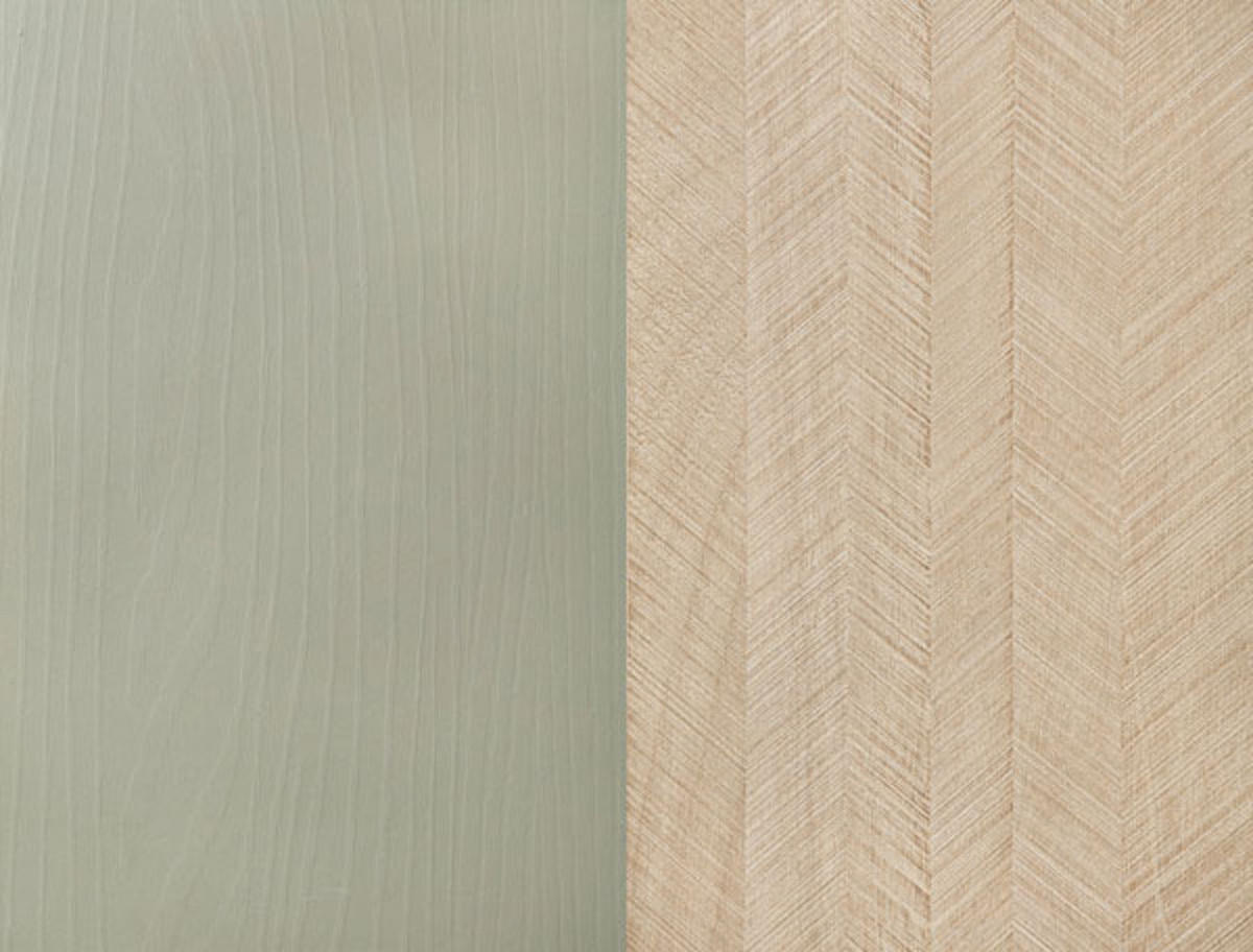 WOHNZIMMER-SET Forest 2-teilig eukalyptusgrün / Herringbone Skandi - Braun/Grün, Holz/Holzwerkstoff (238/160/38cm) - Feldmann-Wohnen