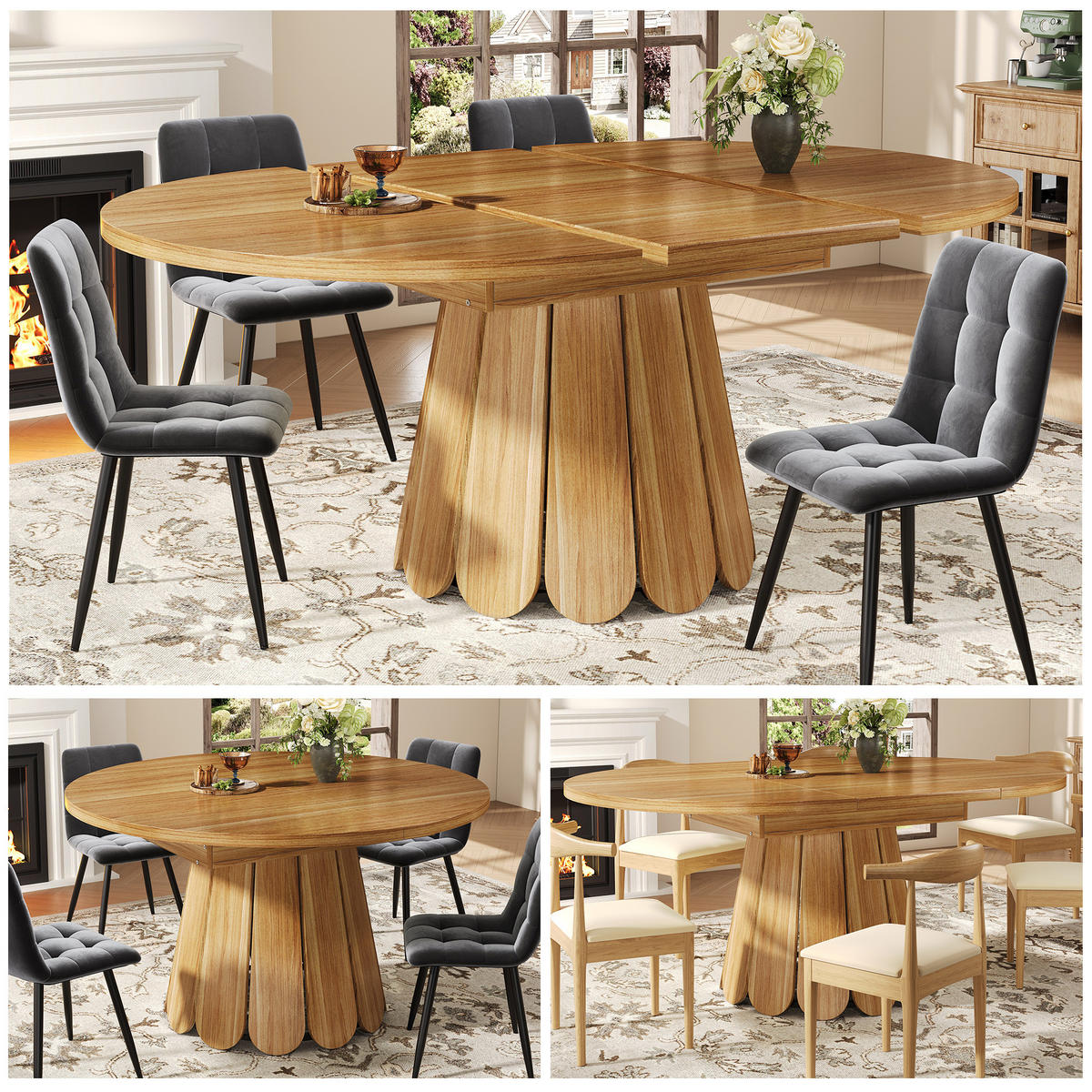 ESSTISCH in Braun mit ausziehbarer Tischplatte für Esszimmer, B118-158/T118/H76 cm - Braun, Holzwerkstoff/Metall (118/118/76cm) - STILVORA