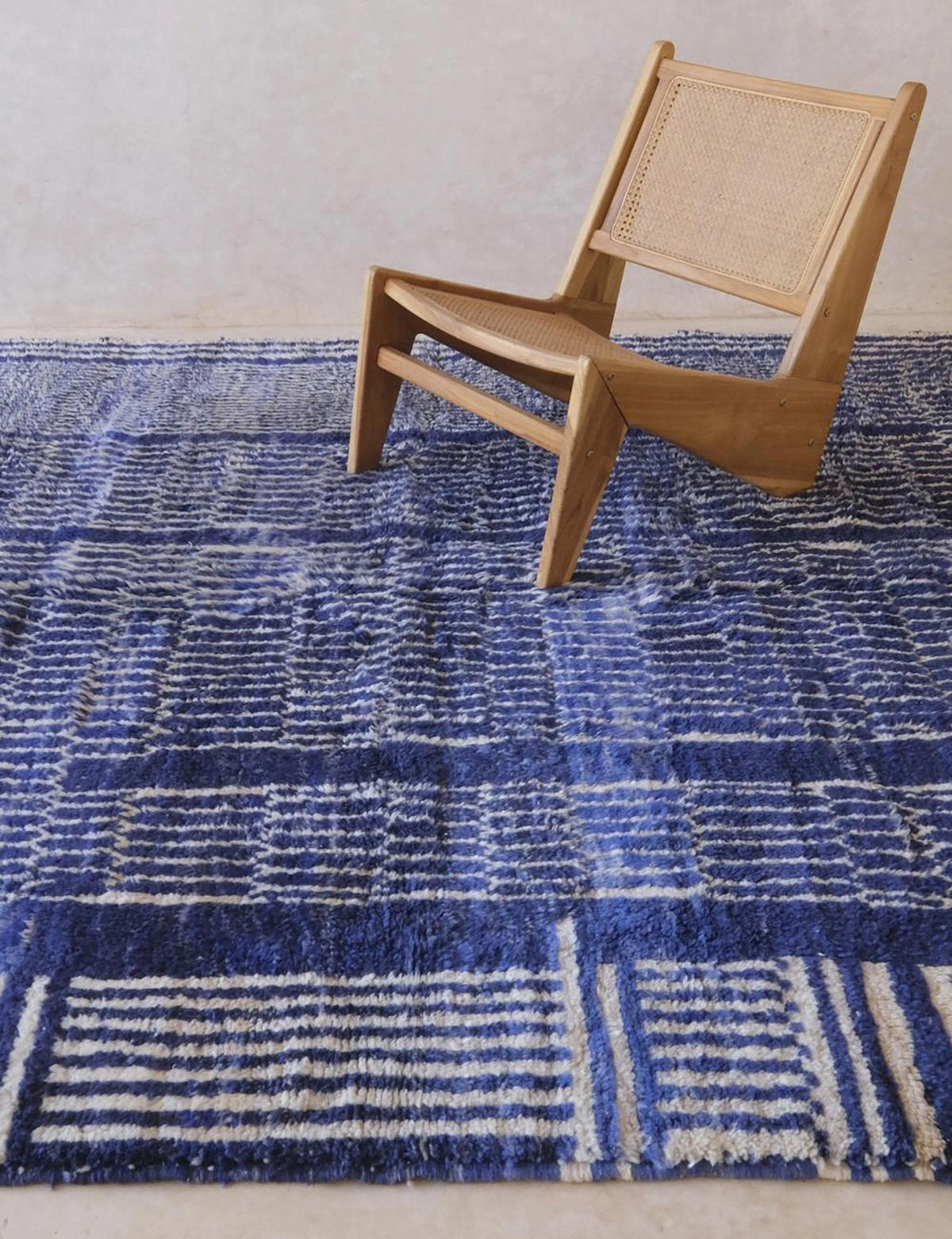 BERBERTEPPICH modern Design aus reiner Wolle 200x 300 cm - Blau, Naturmaterialien (200/300cm) - AFK Living