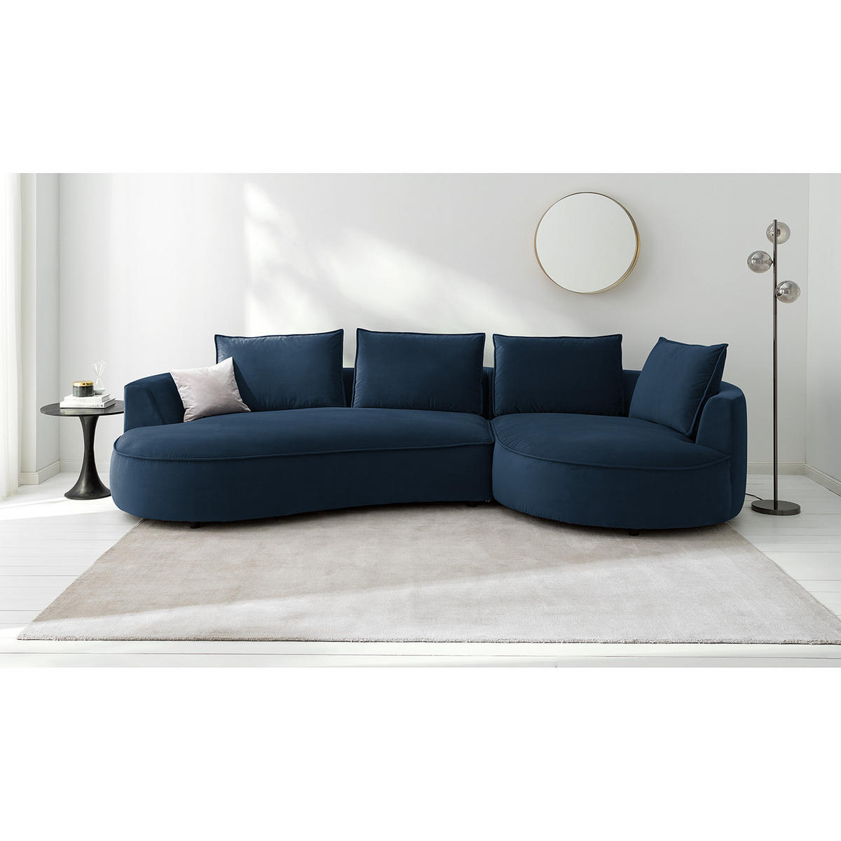 BIGSOFA - Dunkelblau, Naturmaterialien/Kunststoff (322/82/154cm) - home24