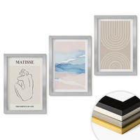 WANDBILDER 3er Set - 20x30 cm Silberner Rahmen - Linien, Wellen, pastellfarbener Minimalismus - Silberfarben, Kunststoff (20/30cm) - ArtPrintCave