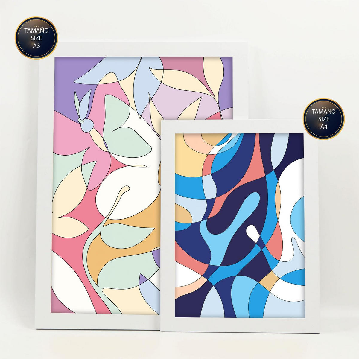 POSTER Set Mit 6 Ethischer Stil Abstrakt Größe A3 & A4 Weißer Rahmen - Weiß, Papier (29.7/1cm) - Nacnic