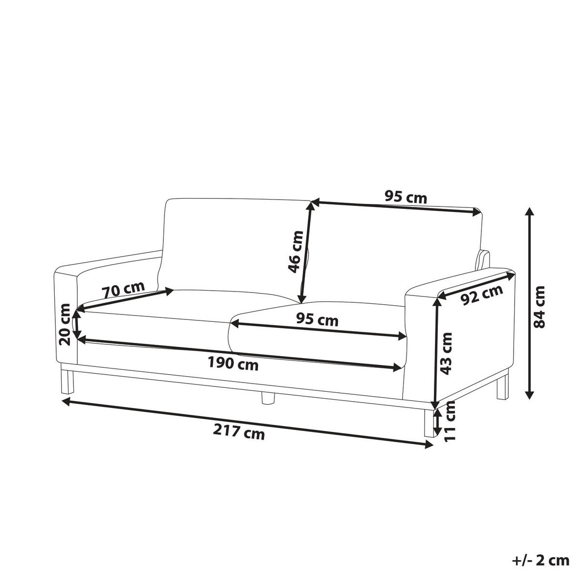 3-SITZER-SOFA Bouclé weiß/hellbraun Siggard - Hellbraun/Weiß, Textil (217/84/92cm) - Beliani