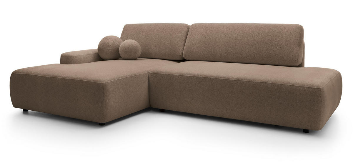 ECKSOFA 275 cm mit Schlaffunktion Orea O, Links, Dunkelbraun - Dunkelbraun, Holz (276/164cm) - Emporius