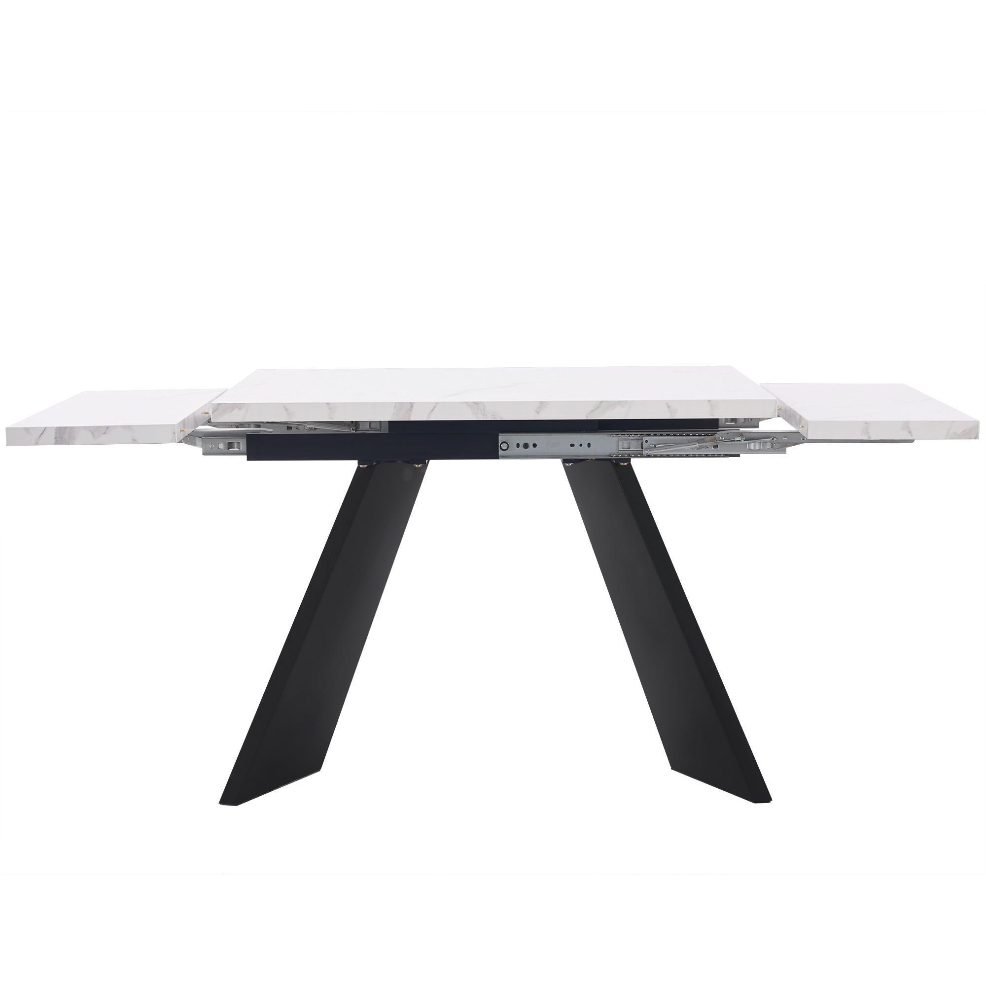 AUSZIEHTISCH Weiß/Schwarz 99-159/74/77 cm - Weiß, Holz (74/159/77cm) - PANGIVO