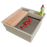 SPÜLBECKEN New York, 2-er set Beige 48/53 cm 1 Becken + Ablauf-Set + Küchenzubehörset ab 50er Unterschrank - Chromfarben/Beige, Kunststoff (48/20/53cm) - Primagran