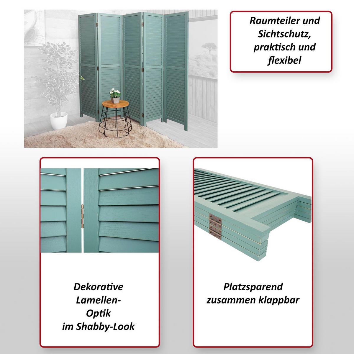 PARAVENT Weiß - Weiß, Holz (205/170/2cm) - MCW