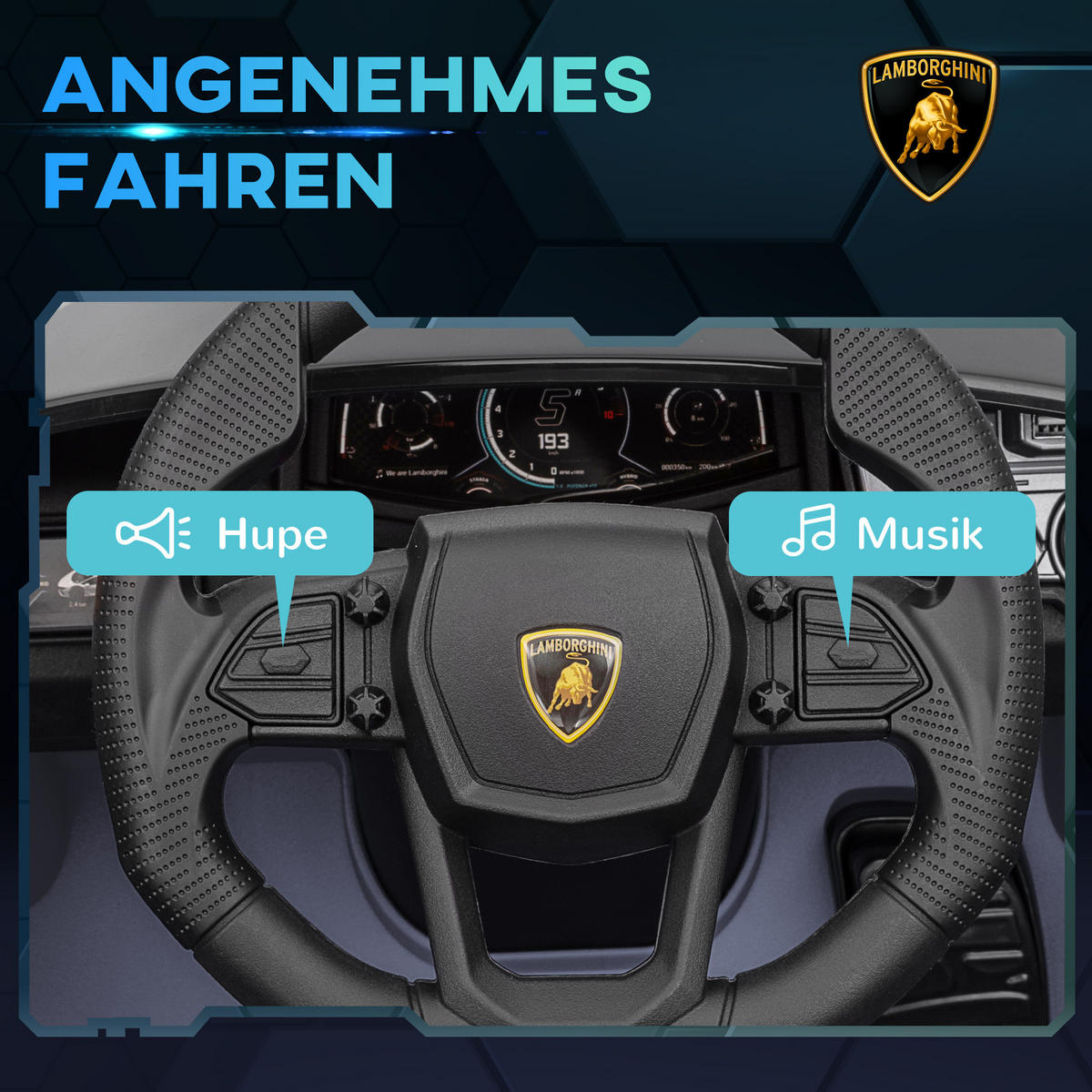 ELEKTROAUTO DE-06236 Lamborghini-inspiriert mit Fernbedienung Grau - Grau, Kunststoff/Metall (105/60/40cm) - ComfortXL