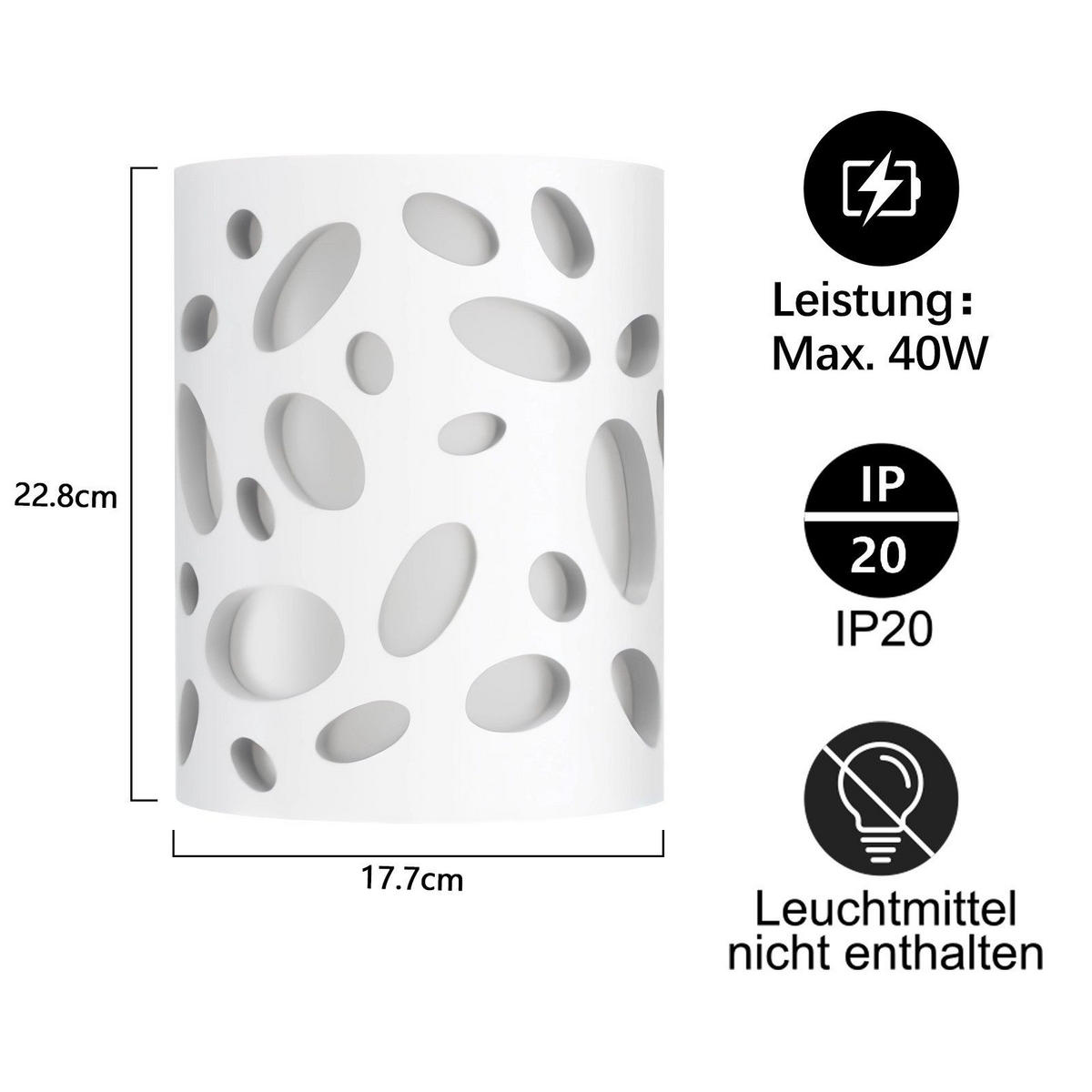 NÁSTĚNNÉ svítidlo Yaney 22,8/17,7/8,5 cm - bílá, plast (17.7/8.5/22.8cm) - Nettlife