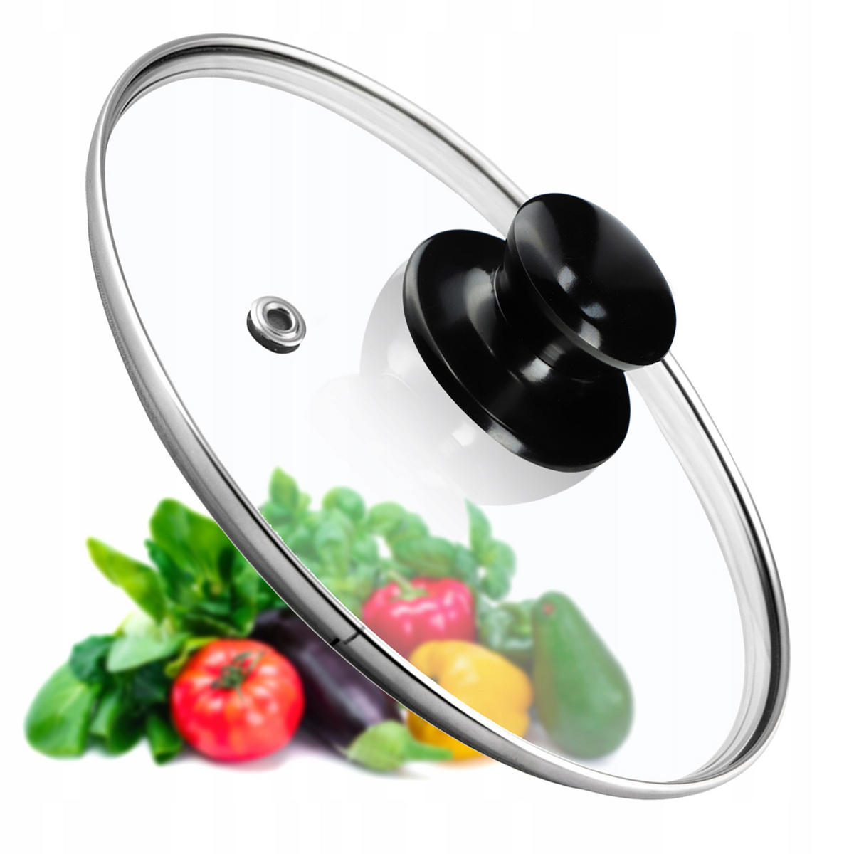 DECKEL mit schwarzem Griff, 20 cm, 1 Stück - Transparent, Glas/Kunststoff (20cm) - KADAX