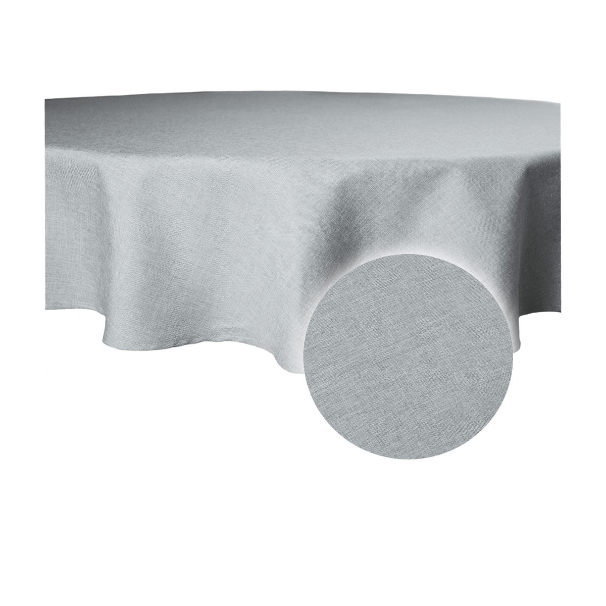 TISCHDECKE Leinenoptik 140 cm rund Silber - Silberfarben, Textil (140cm) - TiborTex