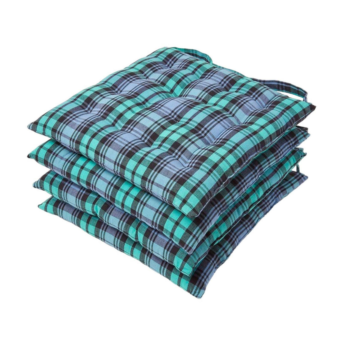 STUHLKISSEN 4er-Set, Blackwatch Schottenkaro 40/40/5 cm - Blau, Textil (40/40/5cm) - Homescapes