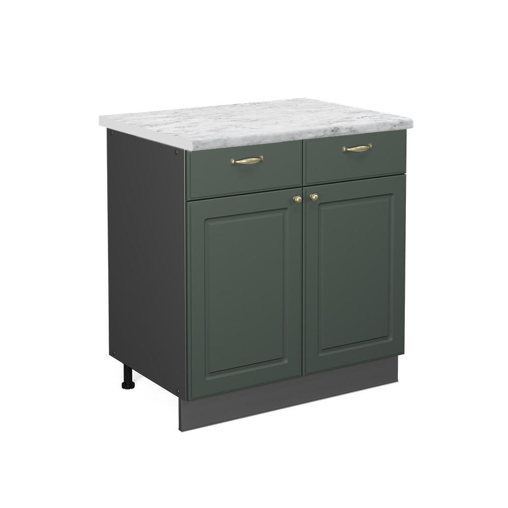 KÜCHENUNTERSCHRANK Fame-Line Grün-Gold Landhaus 80 cm, AP Marmor - Anthrazit/Grün, Holzwerkstoff (80/82/60cm) - Vicco