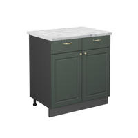 KÜCHENUNTERSCHRANK Fame-Line Grün-Gold Landhaus 80 cm, AP Marmor - Anthrazit/Grün, Holzwerkstoff (80/82/60cm) - Vicco
