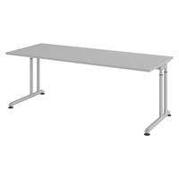 SCHREIBTISCH Serie-Z 80/200/74 cm in Grau/Silberfarben - Silberfarben/Grau, Holzwerkstoff (80/200/74cm) - bümö