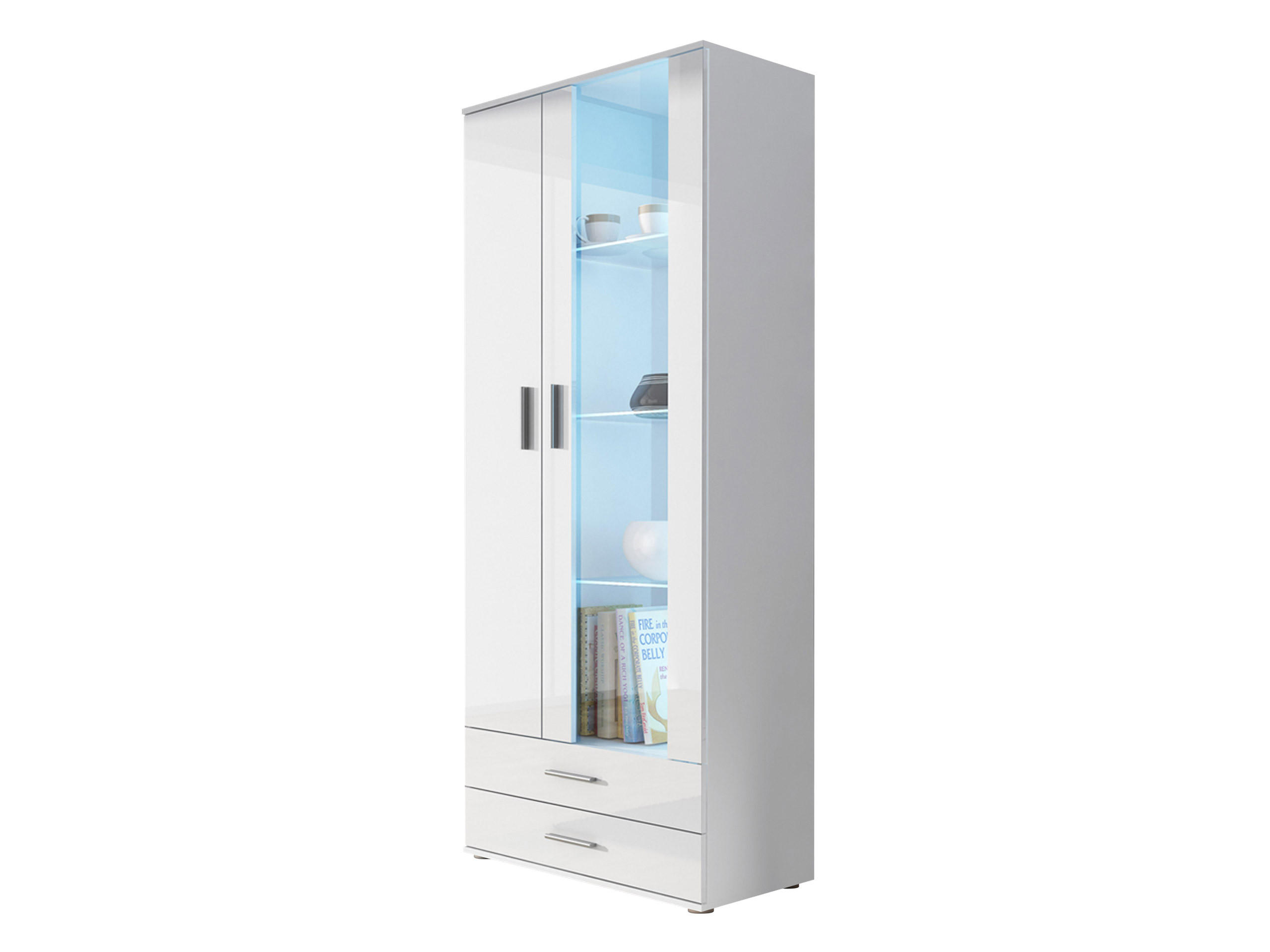 VITRINE Soho S06 - Silberfarben/Weiß, Holzwerkstoff/Kunststoff (80/192/43cm) - MIRJAN24