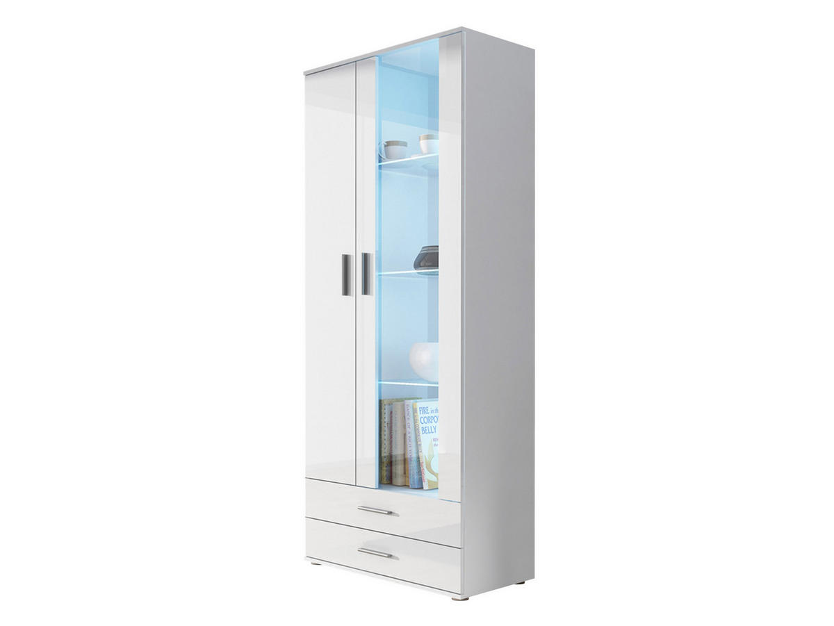 VITRINE Soho S06 - Silberfarben/Weiß, Holzwerkstoff/Kunststoff (80/192/43cm) - MIRJAN24