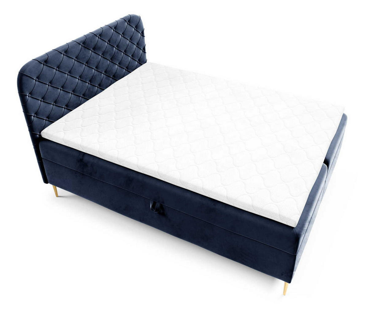 BOXSPRINGBETT 180x200 Elara, Chesterfield, 15 cm Beine, Matratze, Marineblau - Dunkelblau, Holz/Textil (180/200cm) - Emporius