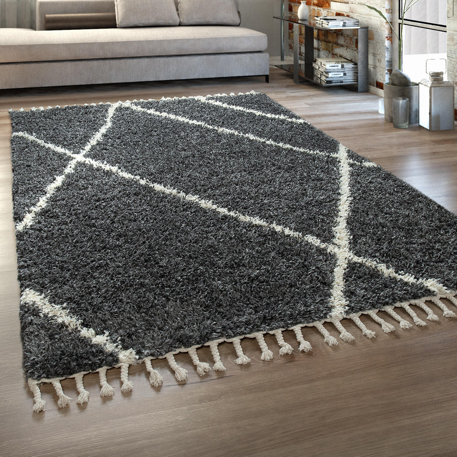 HOCHFLORTEPPICH 120/170 cm Helsinki 531 - Anthrazit, Textil (120/170cm) - Paco Home