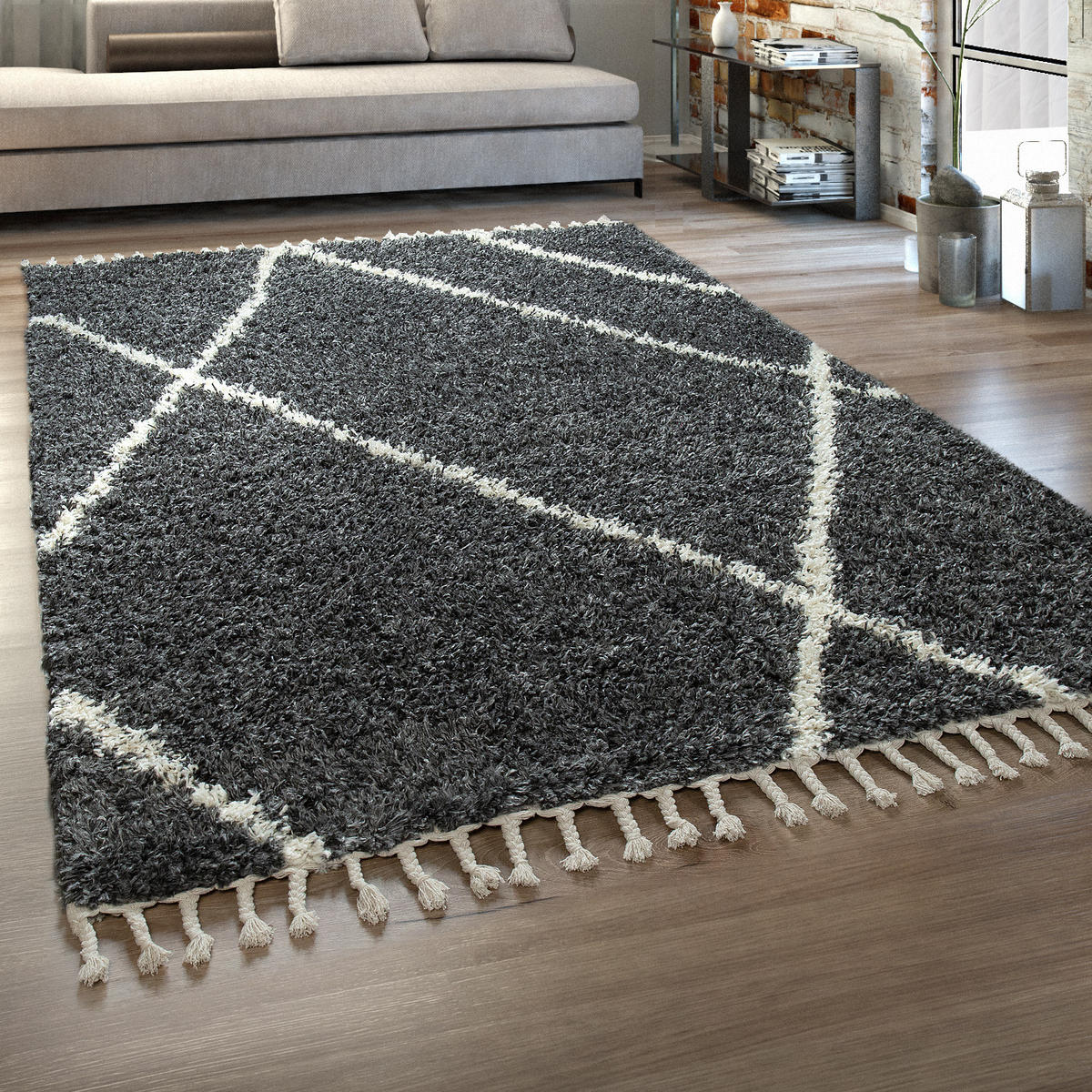 HOCHFLORTEPPICH 160/220 cm Helsinki 531 - Anthrazit, Textil (160/220cm) - Paco Home