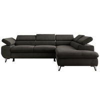 ECKSOFA PABLO L Dunkelgrau Velvet - Rechts Seite - Dunkelgrau/Schwarz, Textil/Metall (273/208cm) - MKS