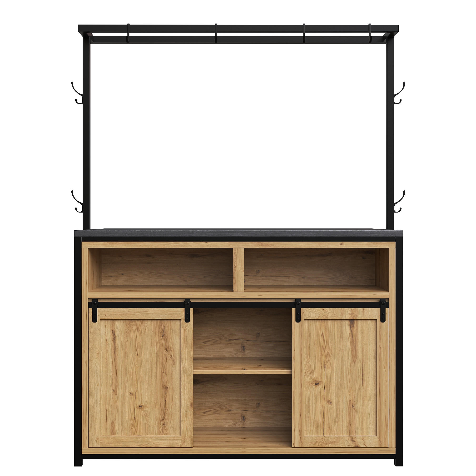 BUFFETSCHRANK Holzfarben 107/62/183 cm - Naturfarben, Holz (107/183/62cm) - PANGIVO
