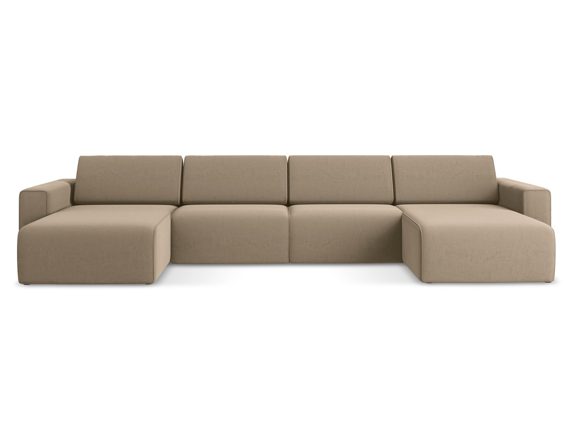 WOHNLANDSCHAFT Samt Stoff Beige - Beige/Schwarz, Kunststoff/Textil (404/80/167cm) - Makamii