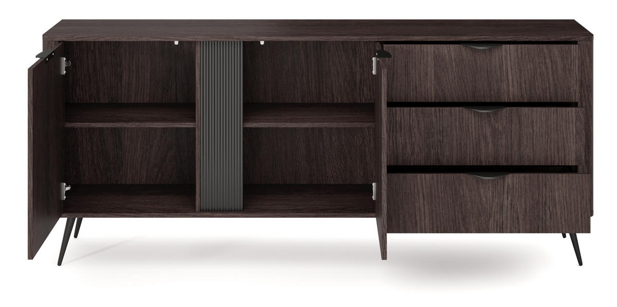 KOMMODE Breite 195 cm Estera, 3 Schubladen, 2 Türen, Eiche Dunin - Eichefarben, Holz (195/81/38cm) - Emporius